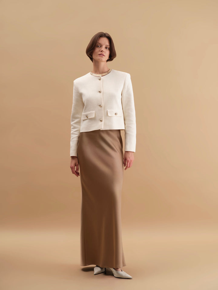 Women - Viscose - Thick - Maxi -Skirt - Beige