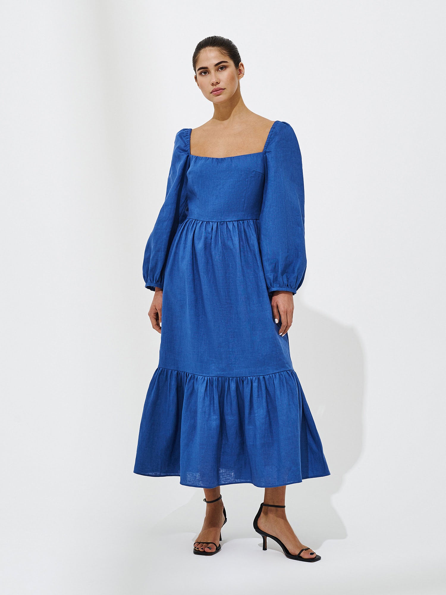 Alice puffsleeve linen dress (navy) Weekend And Beyond