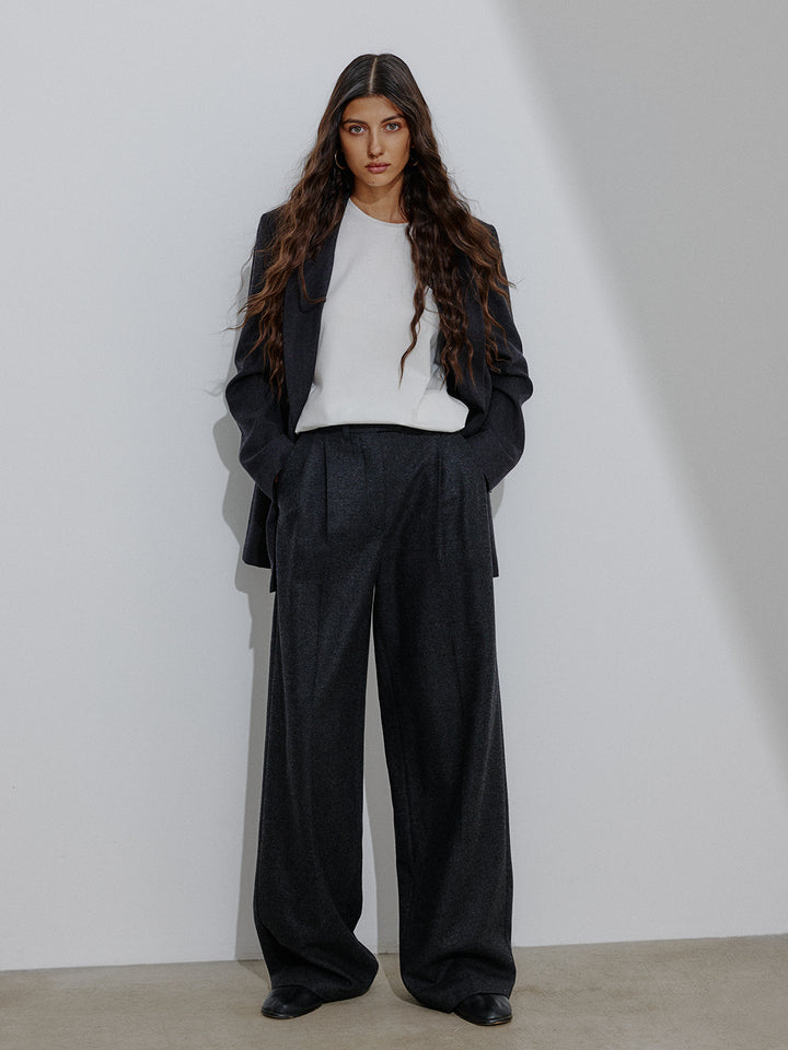 Women - Wool - Cashmere - Pants - Graphite
