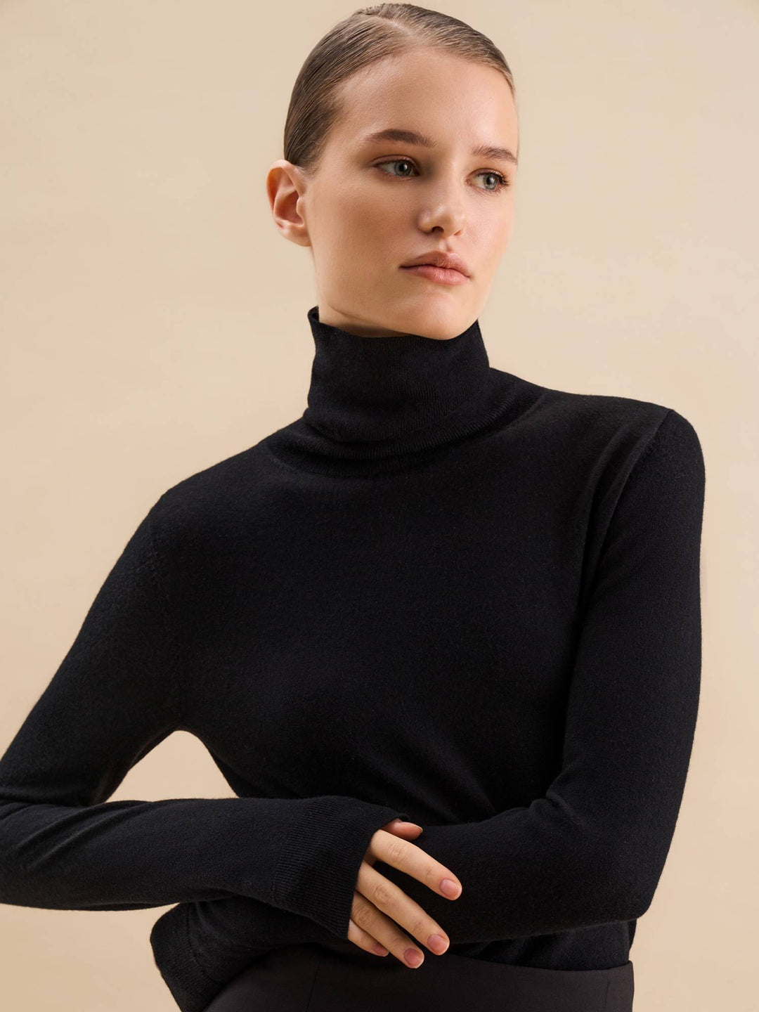 Ease merino turtleneck sweater (black)