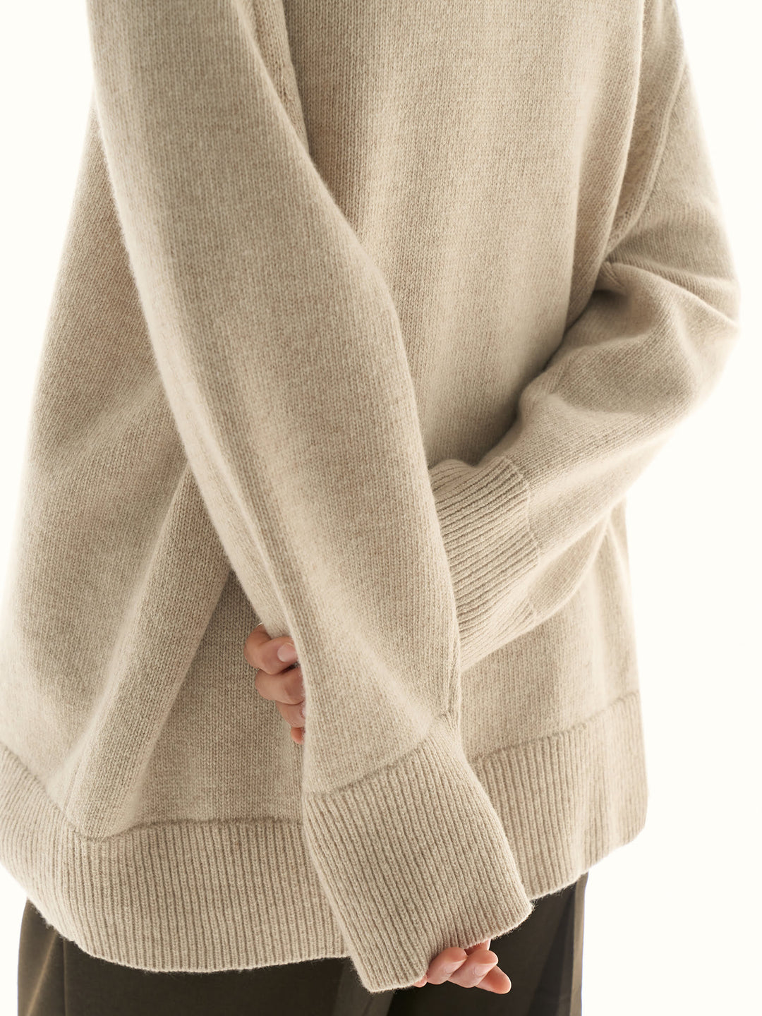 Alexandra extrafine wool and cashmere turtleneck sweater (beige)
