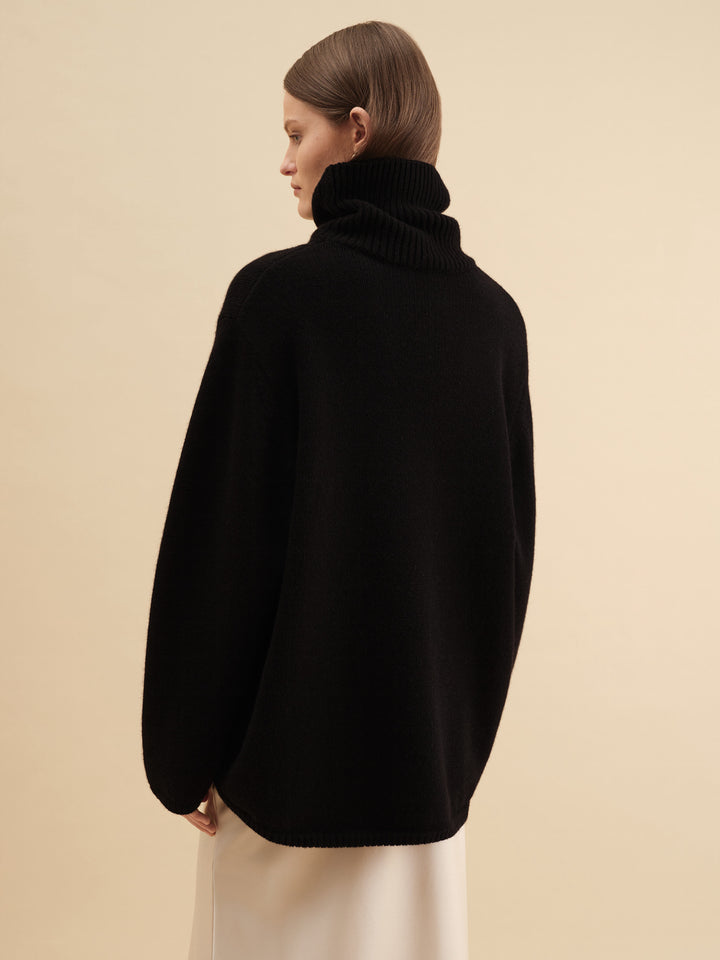 Bella merino and cashmere turtleneck sweater (black)