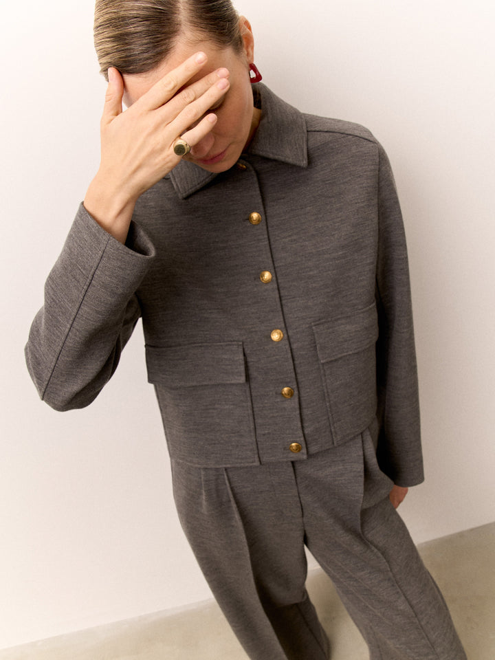 Women - Wool - Blazer - grey-melange