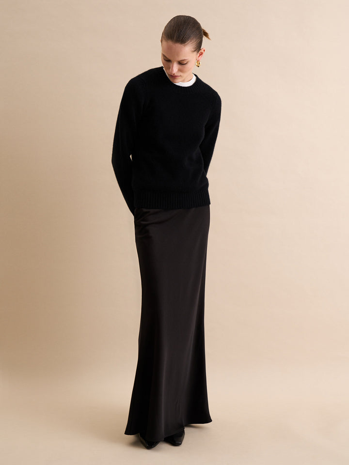 Women - Cashmere - Round-neck - Sweater - Black