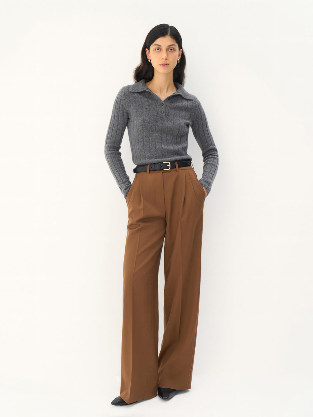 Women - Hight-waist - Pleated - Wool - Pants