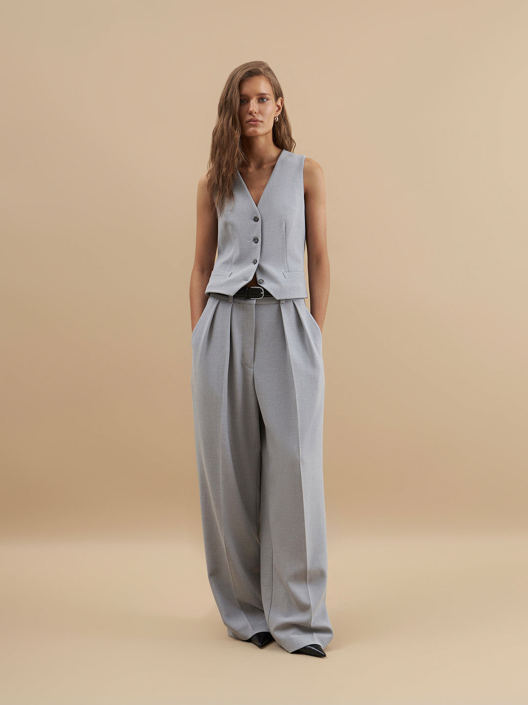 Women - Silk - Vest - Grey