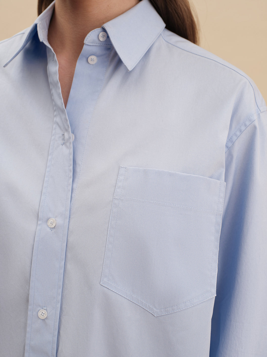 cotton shirt - women - blue - loose fit