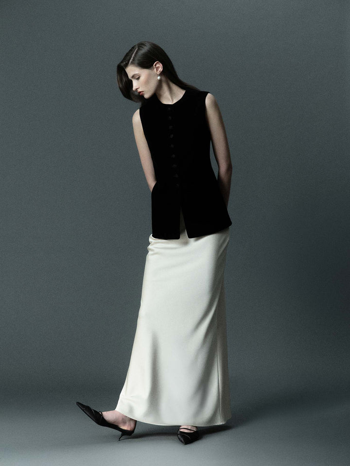 Women - Viscose - Silky - Maxi -Skirt - Milky