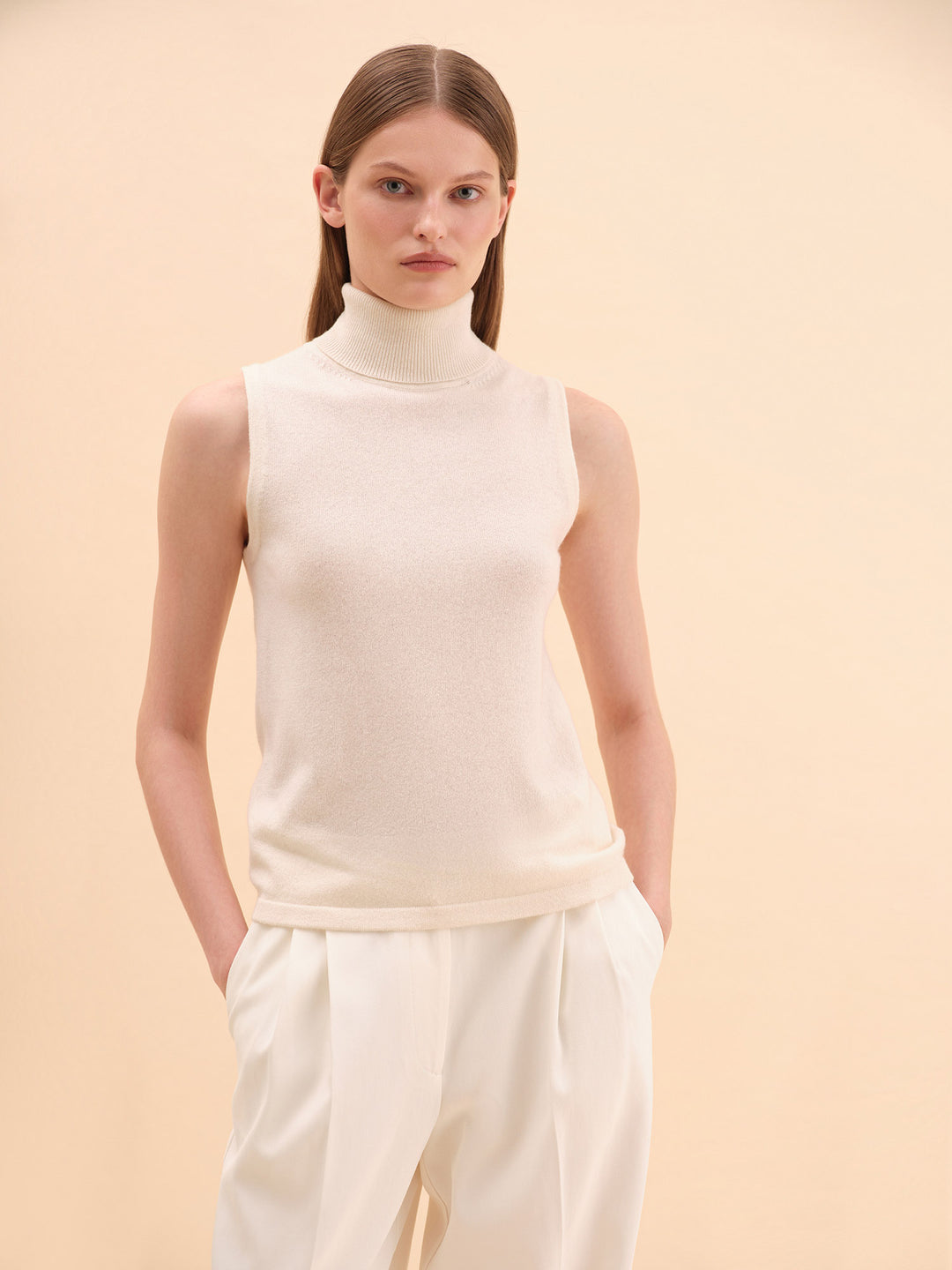 Women - Turtleneck - Top - Wool - cashmere - Milk