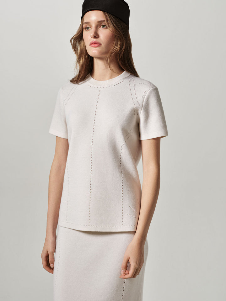 Women - Cashmere - Merino - Round-neck - Sweater - Milk