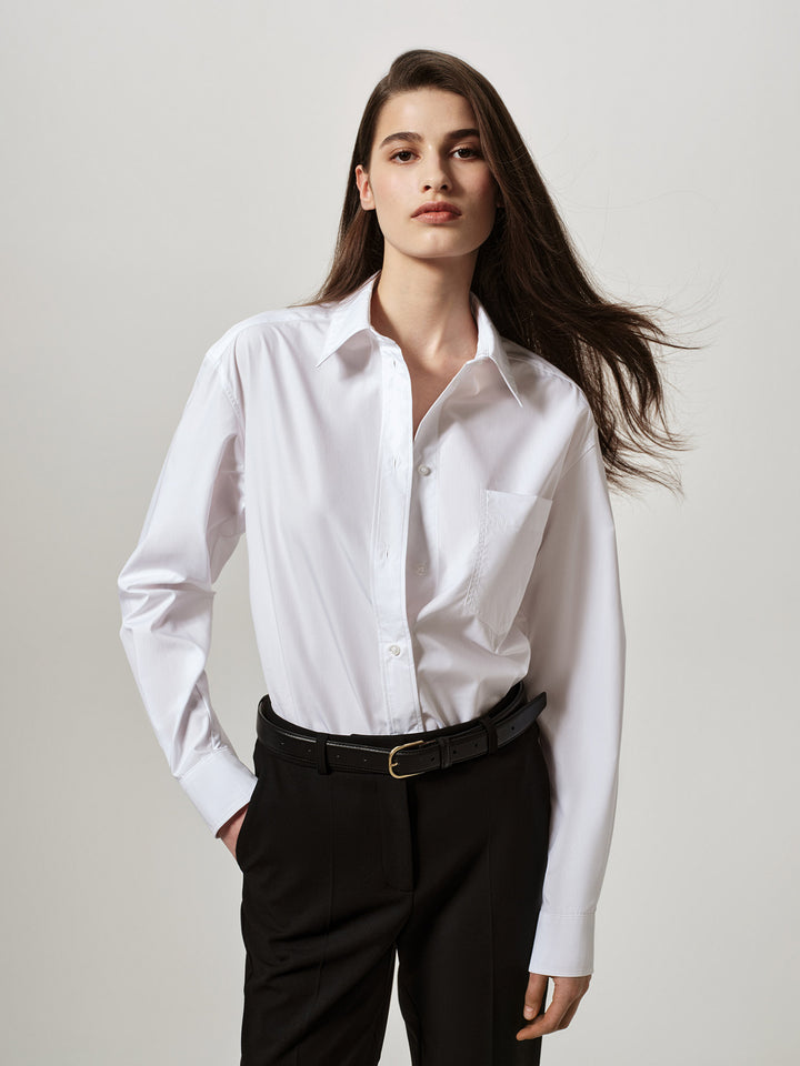 women - cotton - loose fit - shirt - white 