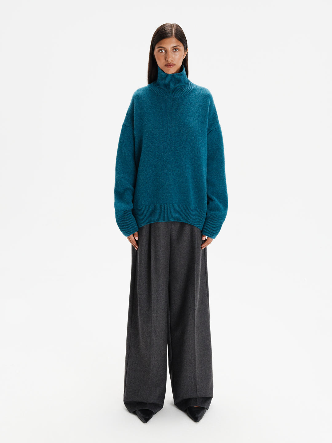 Lora turtleneck 100% cashmere sweater (aquamarine)