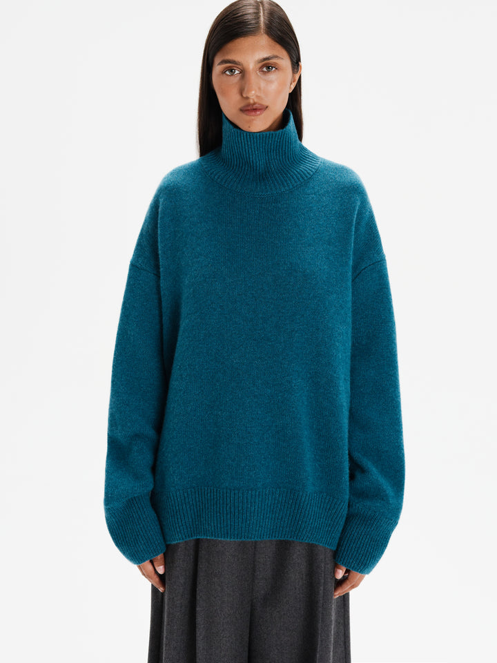 Lora turtleneck 100% cashmere sweater (aquamarine)