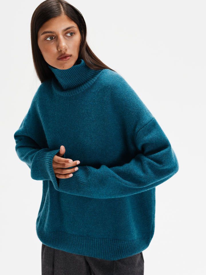 Lora turtleneck 100% cashmere sweater (aquamarine)