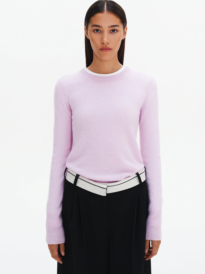 Women - Cashmere - Round-neck - Sweater - Lavender