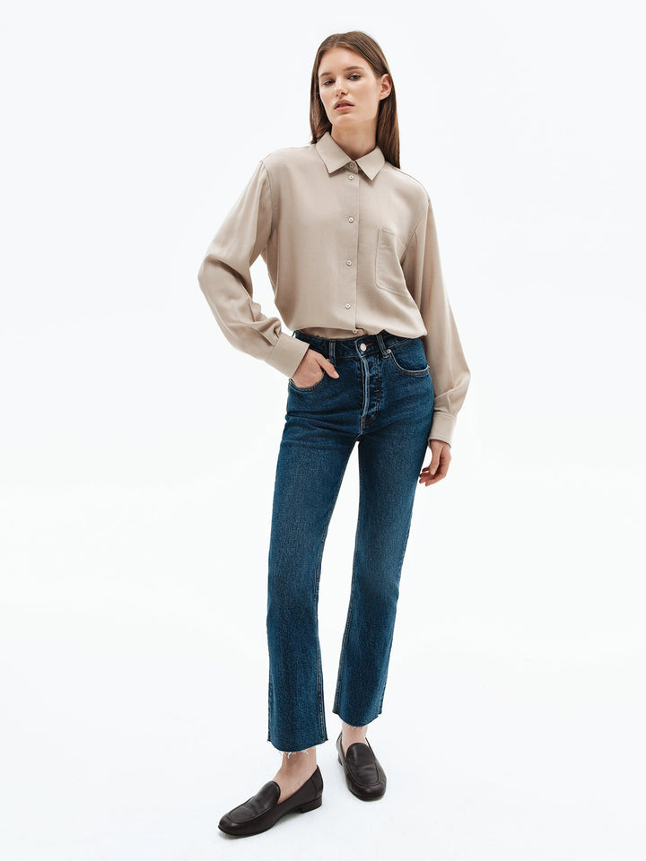 Women - Denim - Cropped - Jeans - Navy