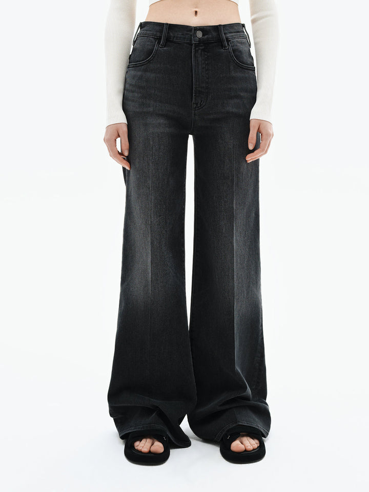 Mary flared jeans with creases (dark grey)