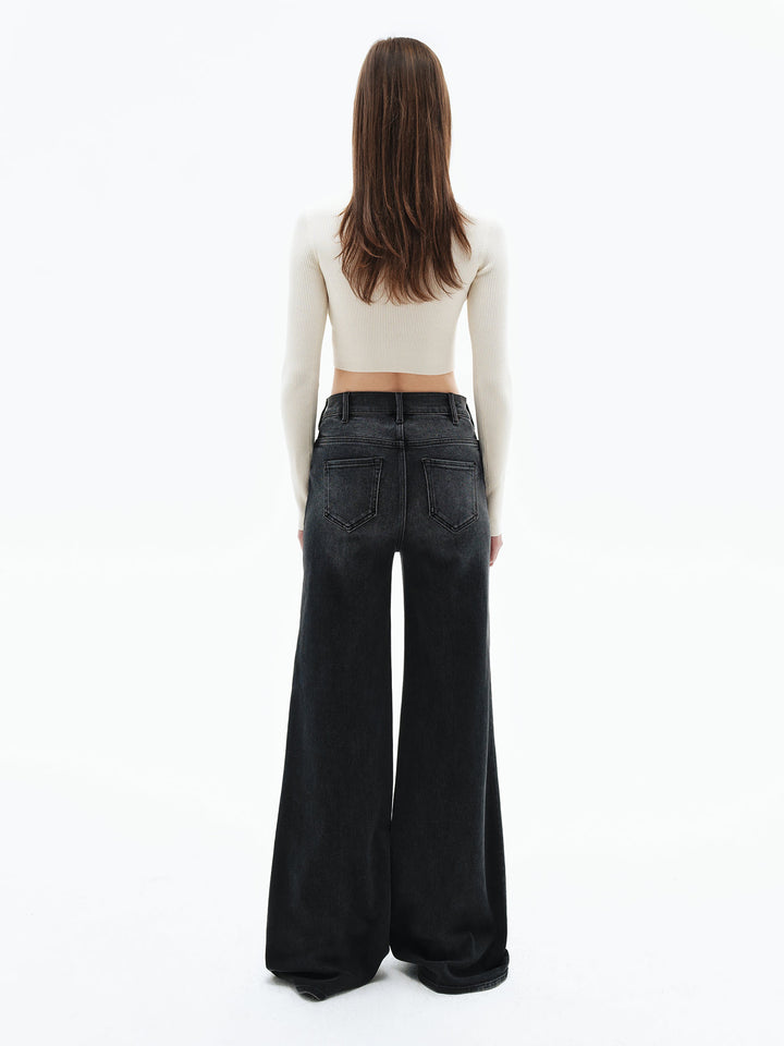Mary flared jeans with creases (dark grey)