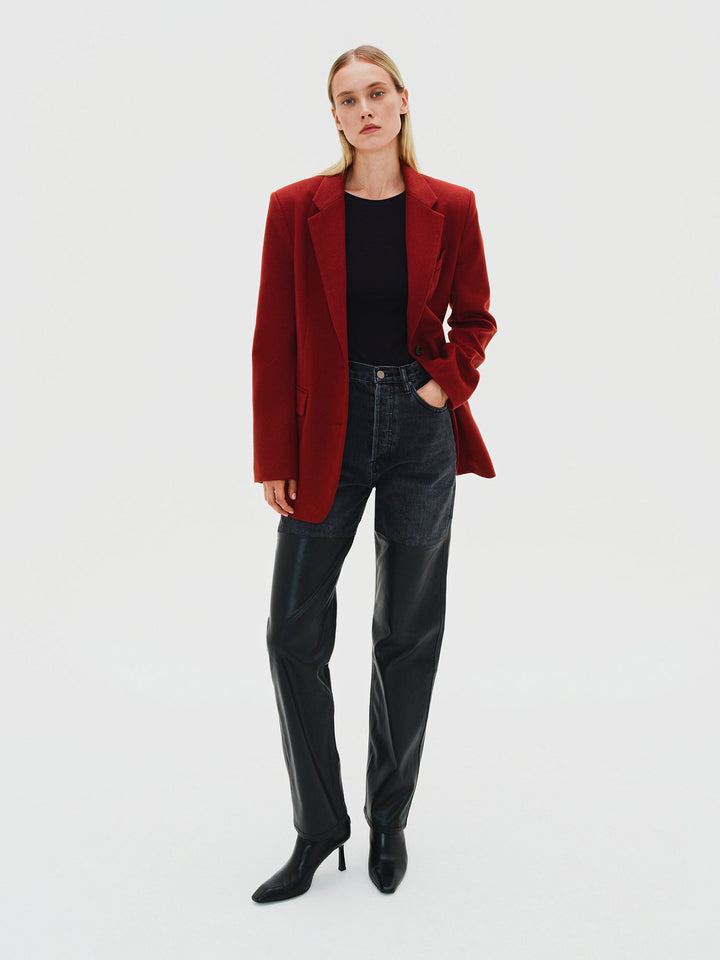 Women - Straight - Cashmere - Wool - Blazer - Terracotta
