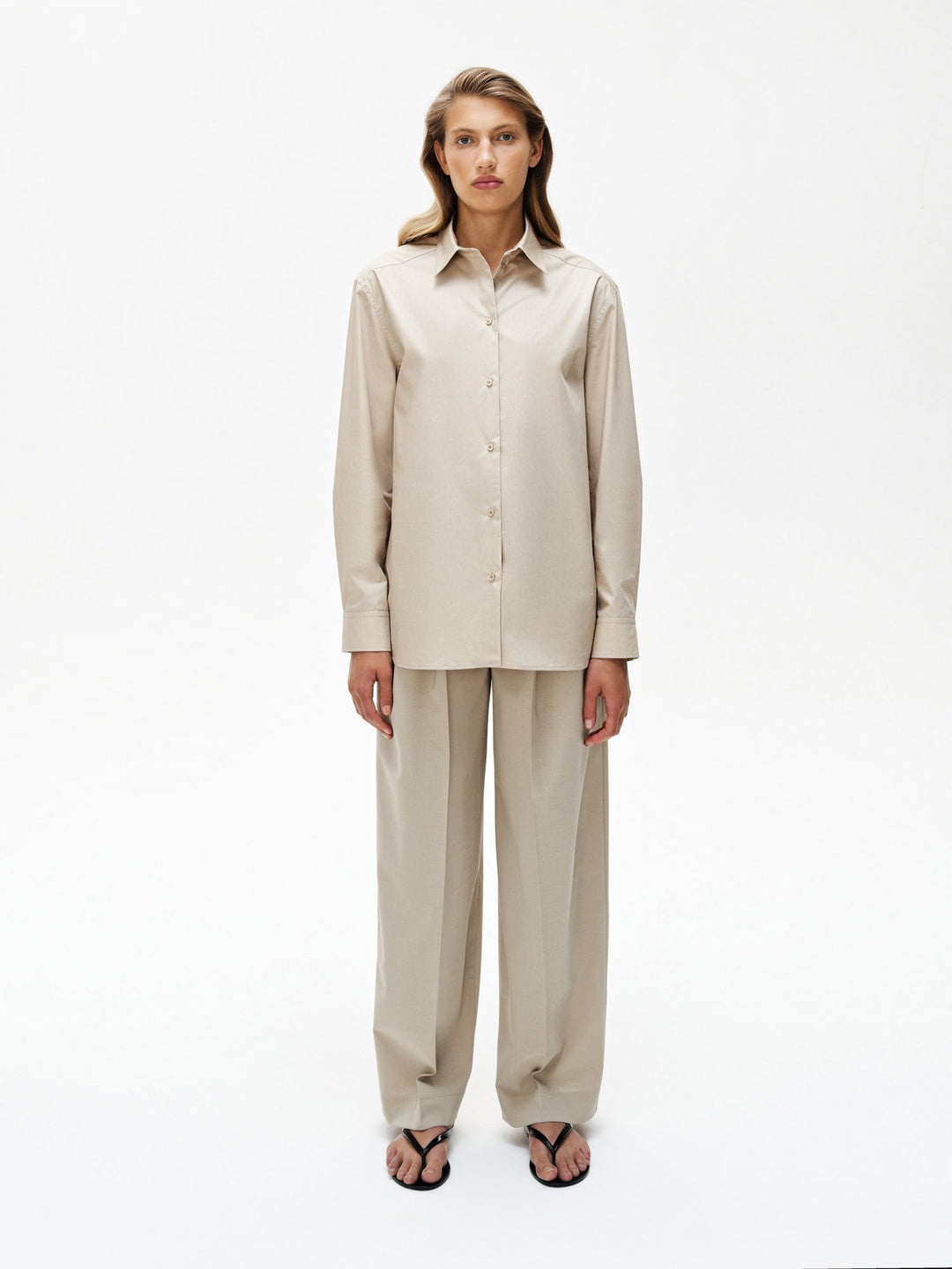 Women - Cotton - Loose fit- Oversized - Shirt - Beige