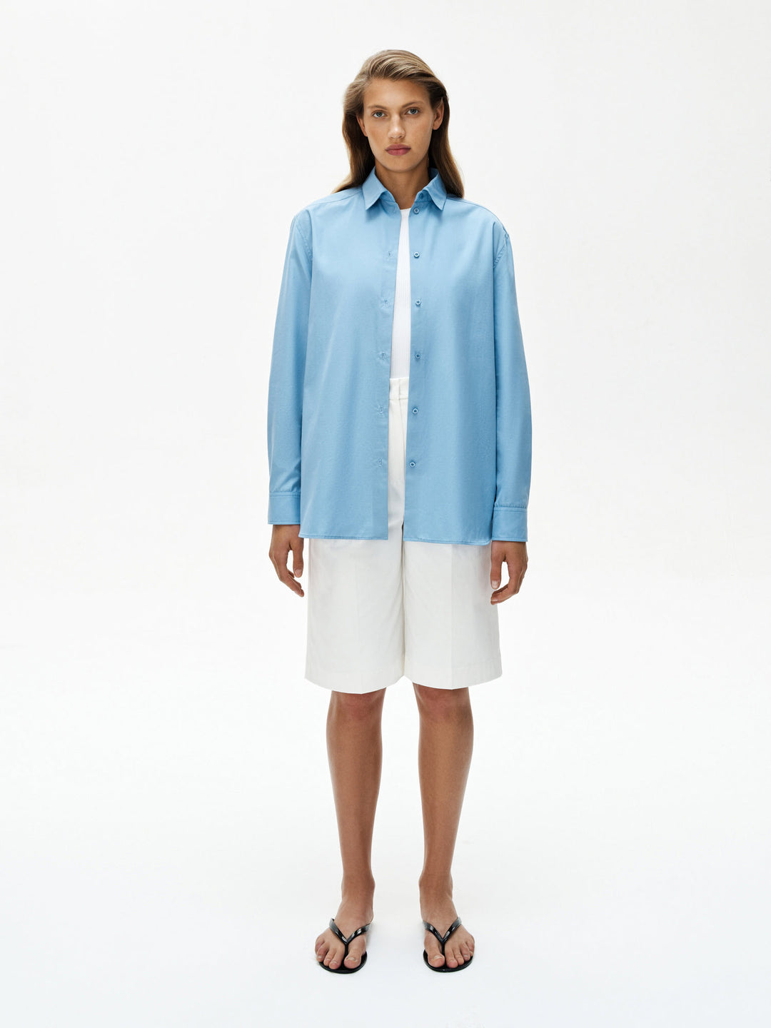 Women - Cotton - Oversized - Shirt - Navy