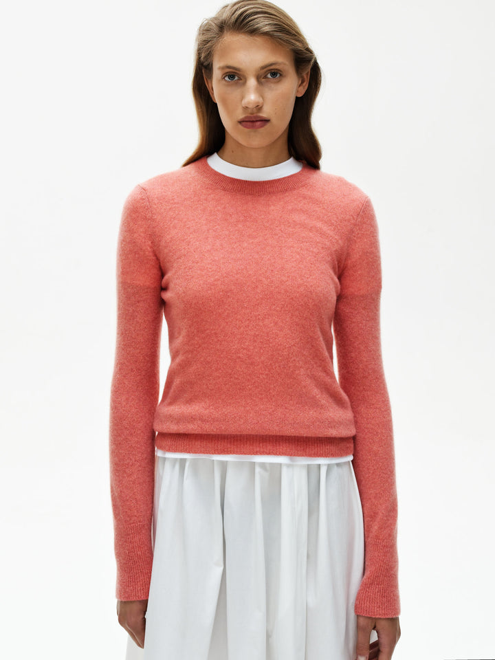 Women - Cashmere - Round-neck - Sweater - Coral