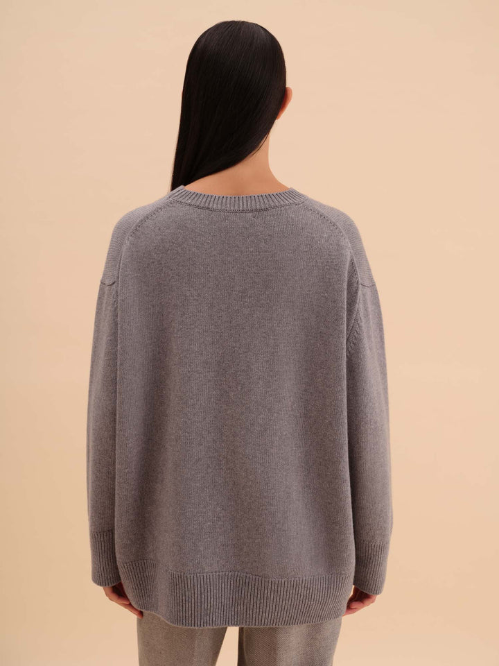 Weekend Italian Wool, Cashmere and Viscose Sweater (Grey)