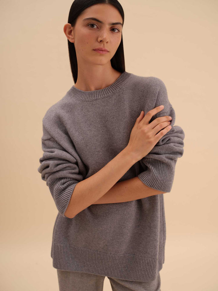 Weekend Italian Wool, Cashmere and Viscose Sweater (Grey)