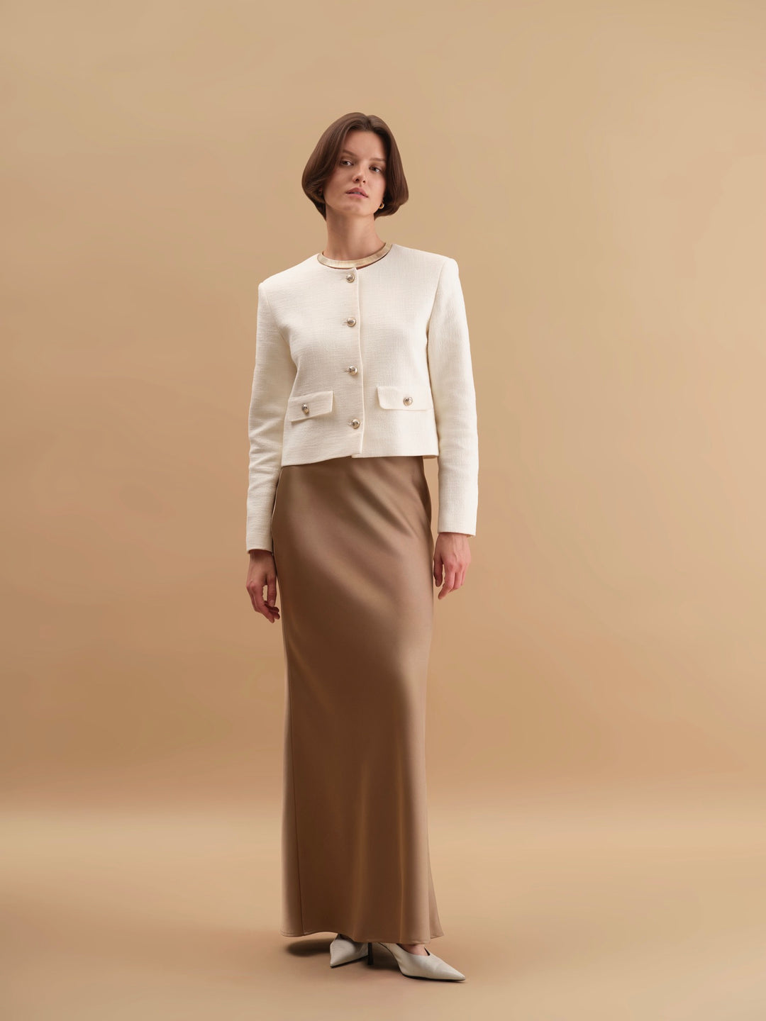 Catherine Thick Viscose Skirt (beige) – Weekend And Beyond