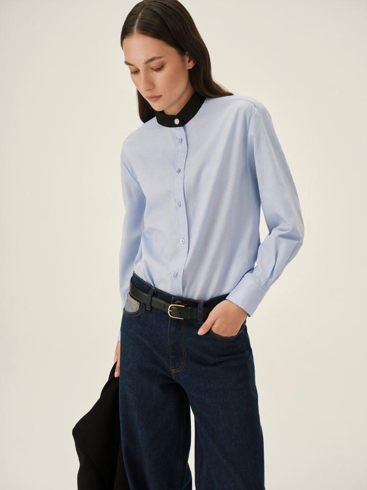 cotton shirt - women - blue - relaxed fit