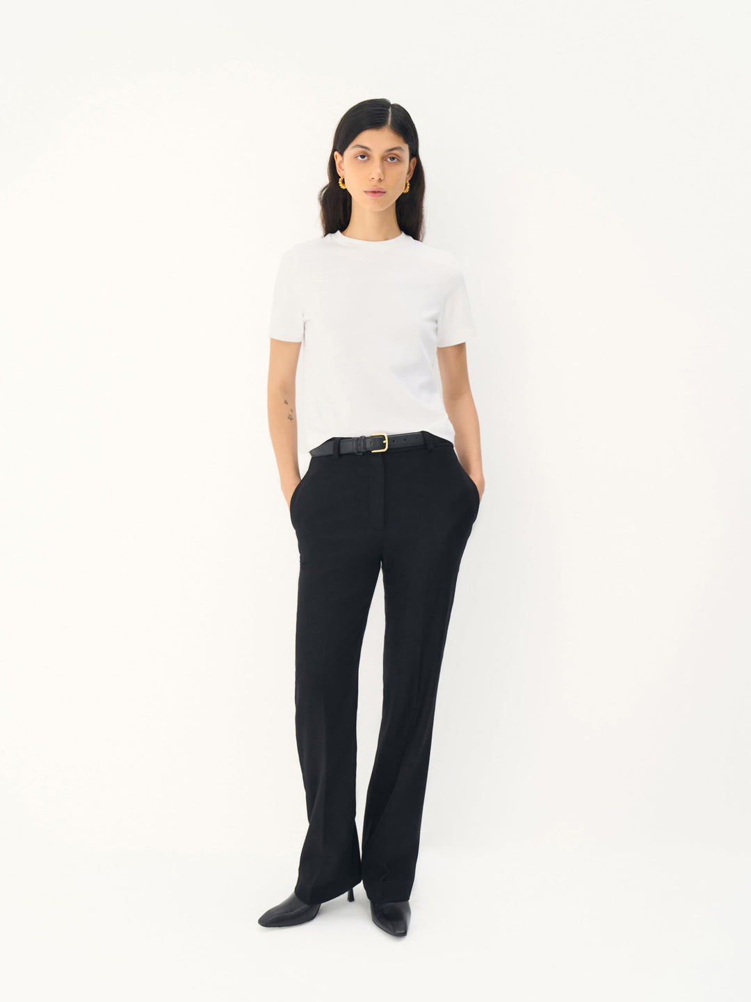 Women - Wool - Cashmere - Classic - Fitted - Pants - Black