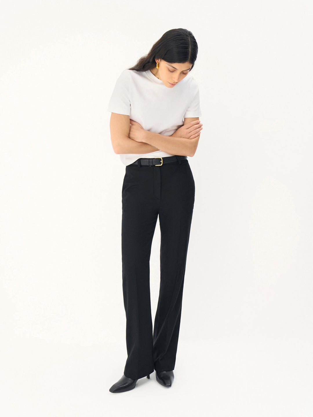 Women - Wool - Cashmere - Classic - Fitted - Pants - Black