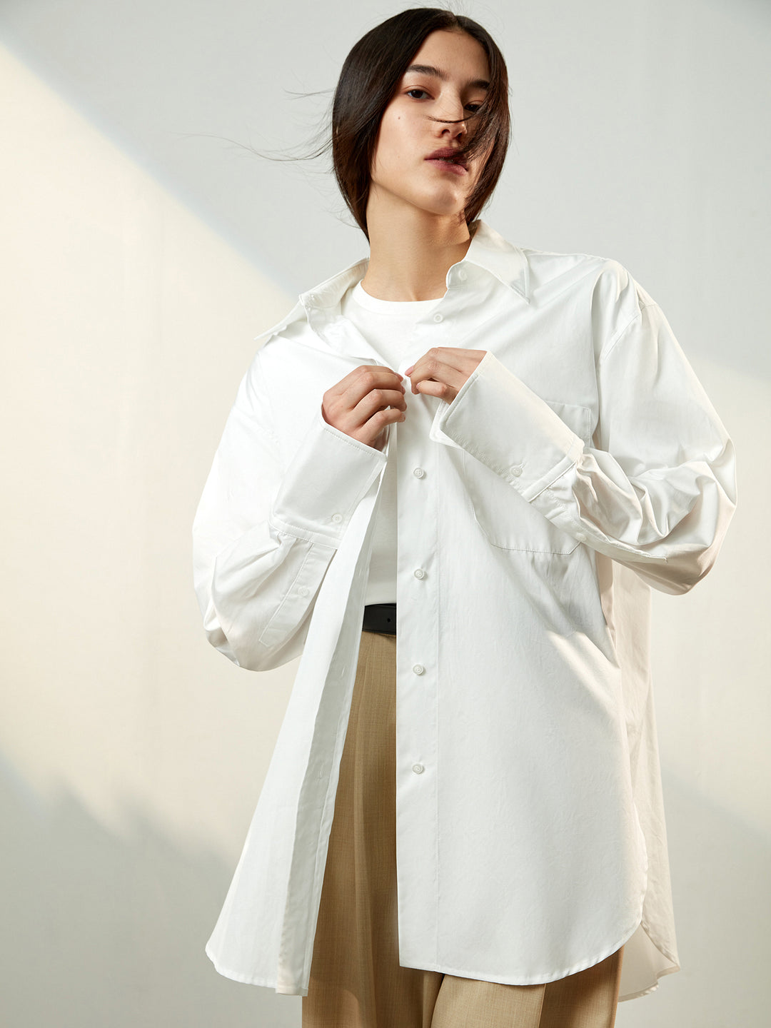 All day oversized cotton shirt (milk)