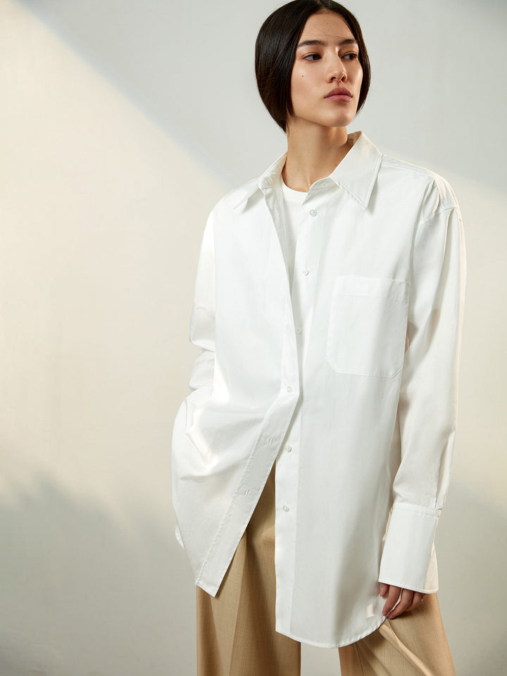 All day oversized cotton shirt (milk)