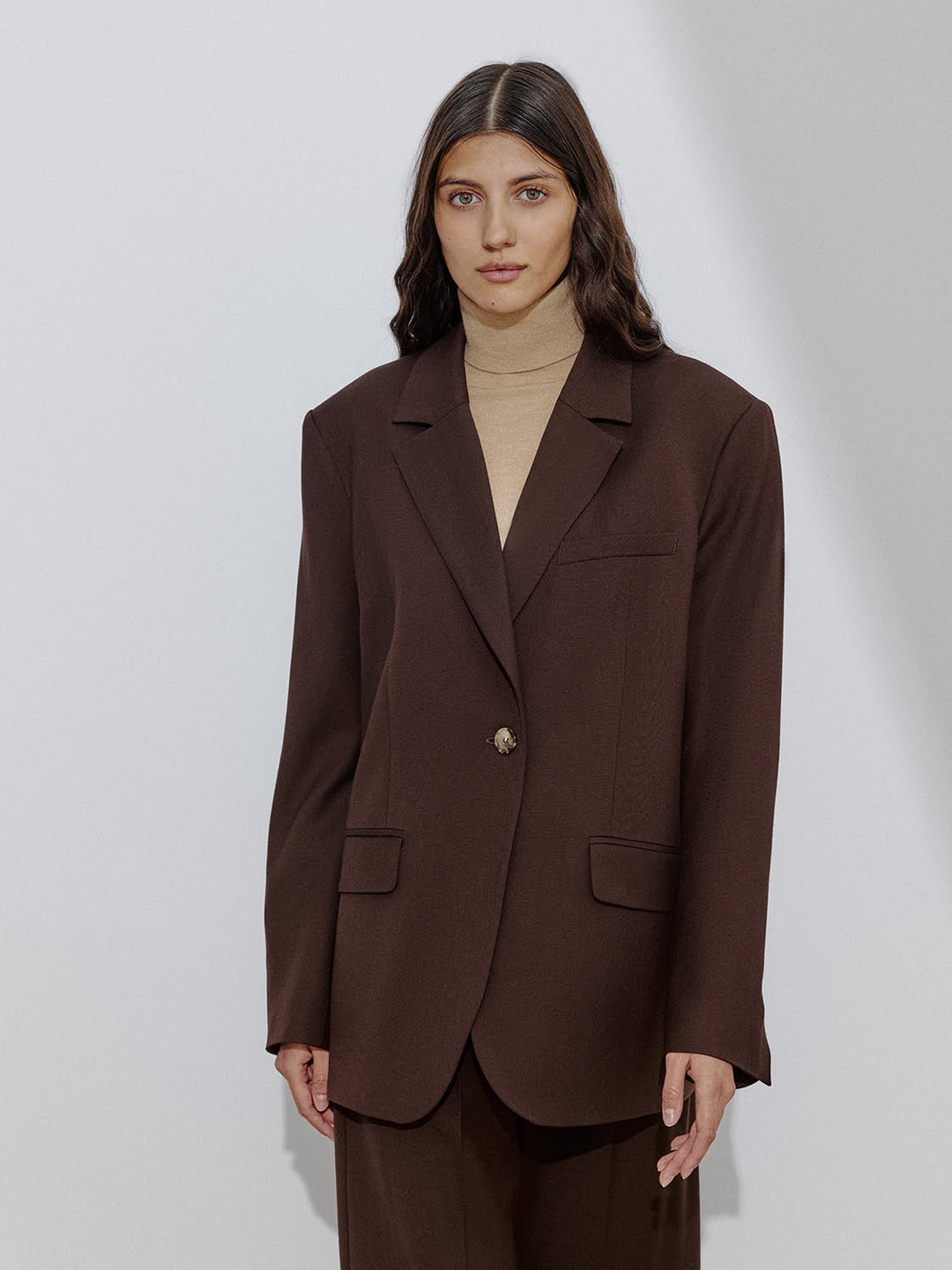 wool blazer - women - oversize - chocolate