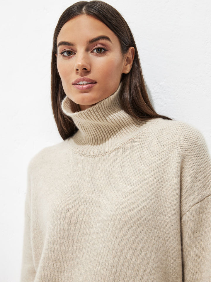 Lora turtleneck 100% cashmere sweater (beige)