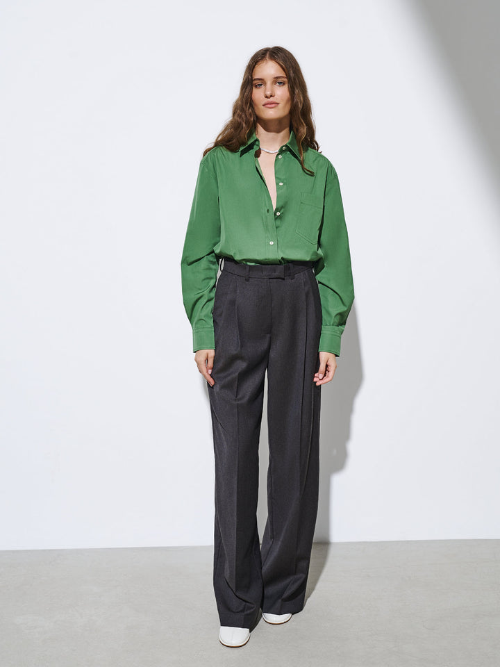cotton shirt - women - green - loose fit