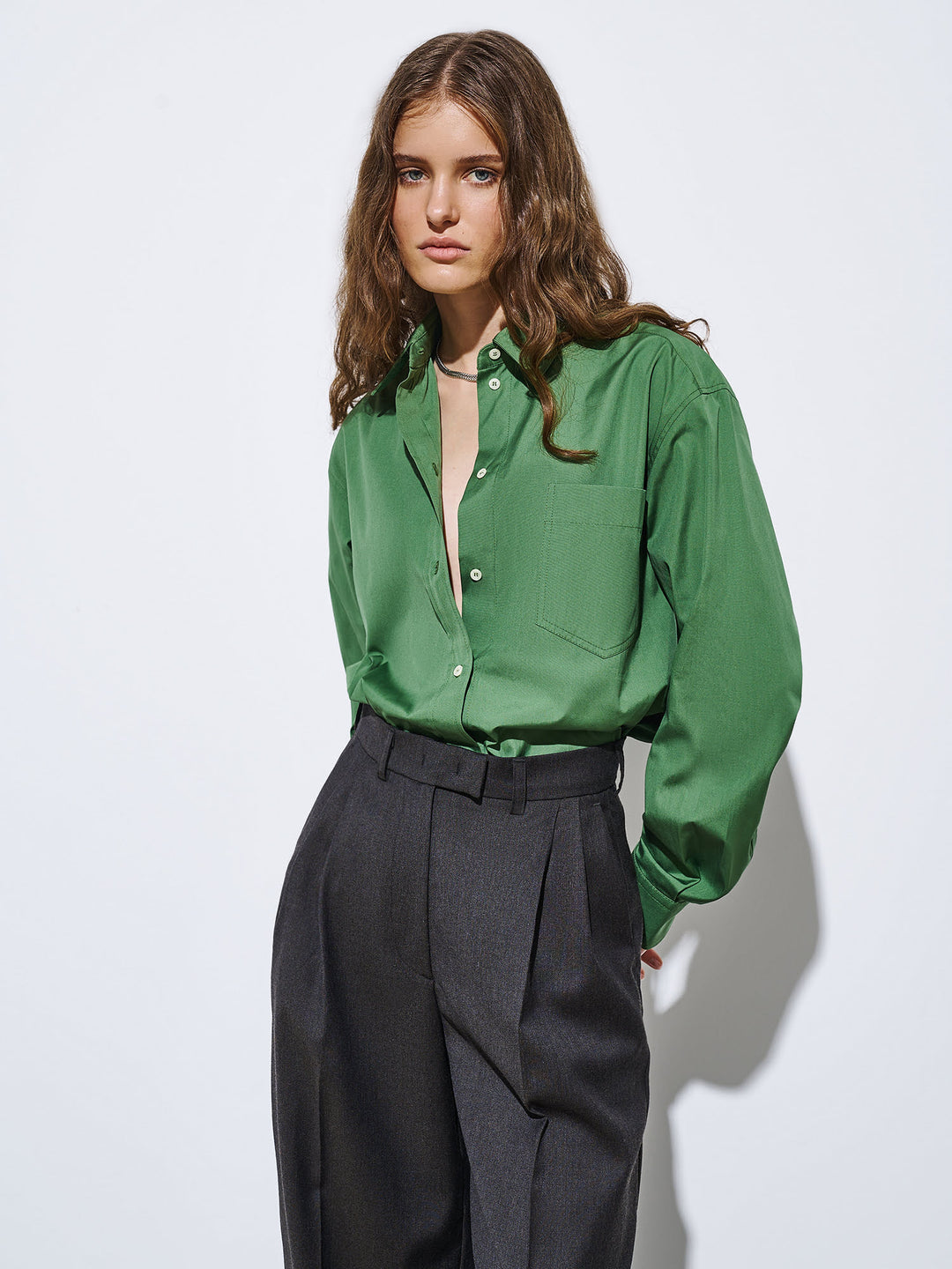 Boyfriend's cotton shirt (green)