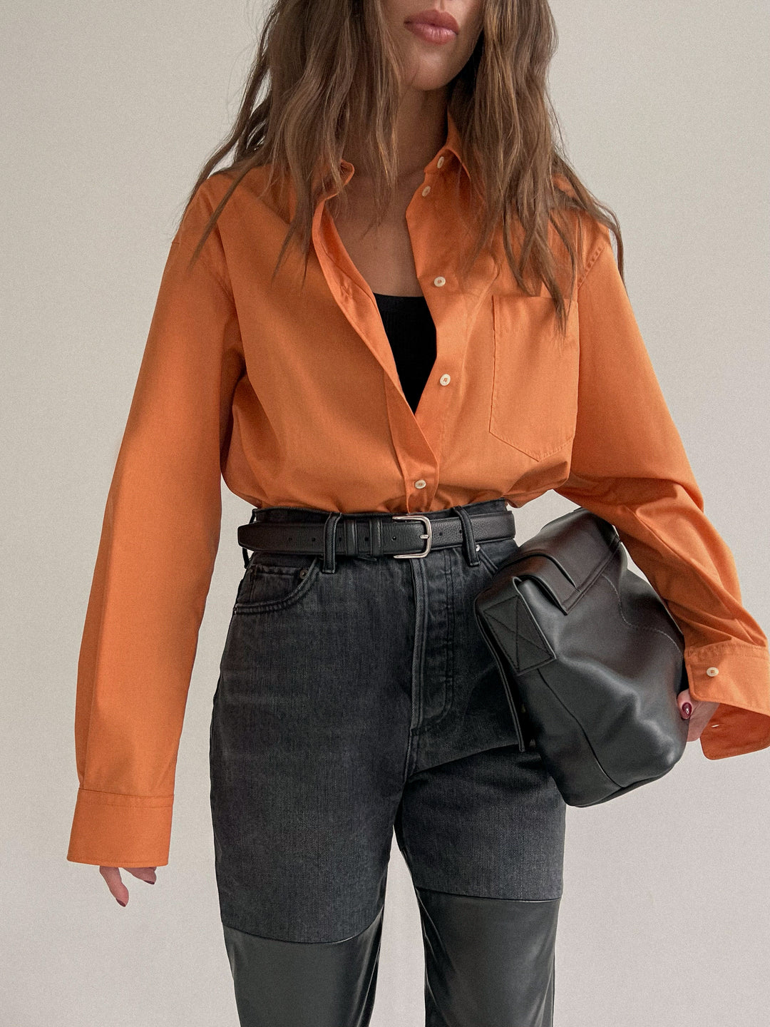 cotton shirt - women - orange - loose fit