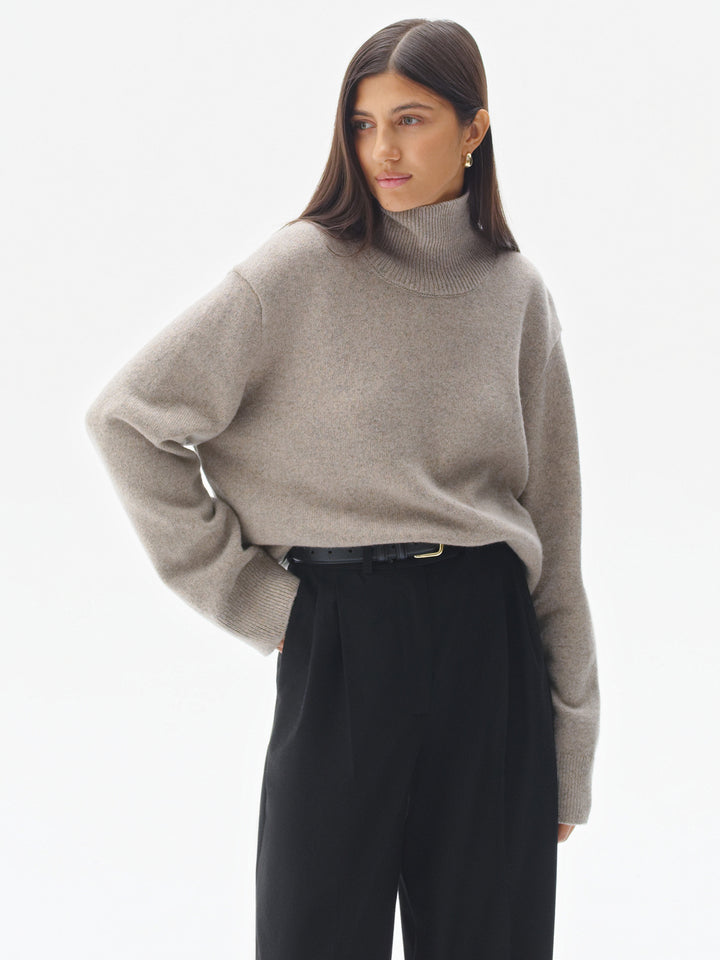 Bohema merino and cashmere turtleneck sweater (Coffee-Grey Melange)