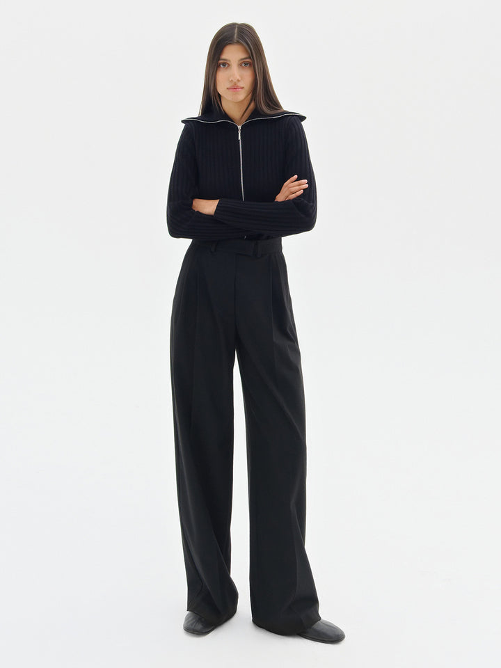 Women - High waist- Flaps- Side pockets- Viscose - Black